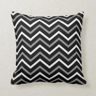 Modern Black White And Grey Chevron Pattern Zigzag Cushion