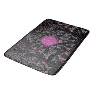 Modern black white and pink disco zebra bath mat