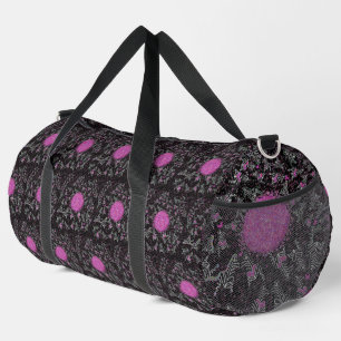 Modern black white and pink disco zebra duffle bag
