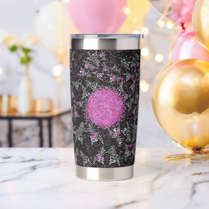 Modern black white and pink disco zebra insulated tumbler