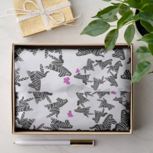 Modern black white and pink wild zebra tissue paper