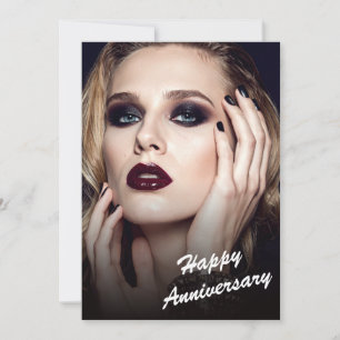 Modern Black & White Anniversary Flat Card