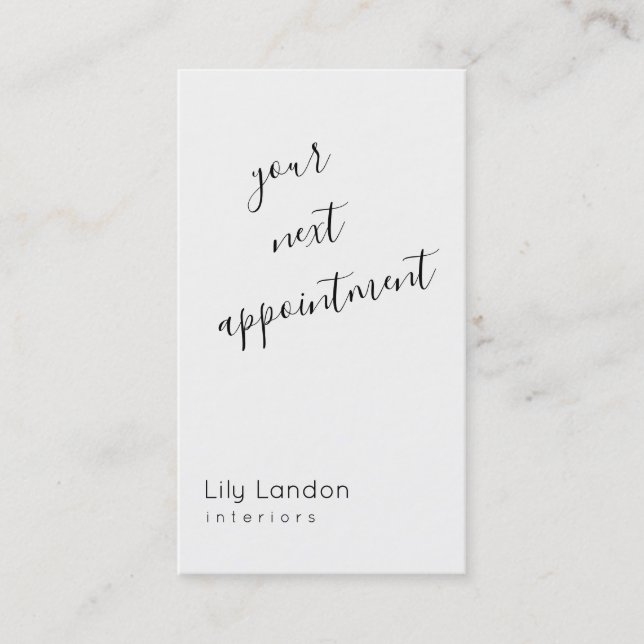 Modern Black & White  Appointment Card (Front)
