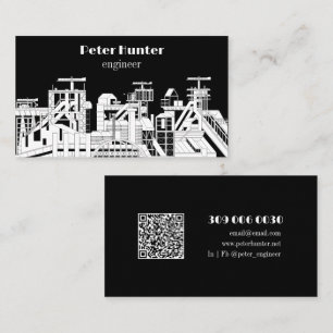 Modern Black & White Architectural Engineer Business Card