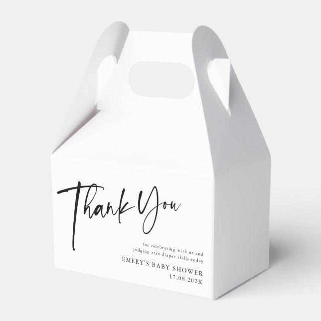 Modern Black & White Baby Shower Thank You Favour Box (Front Side)