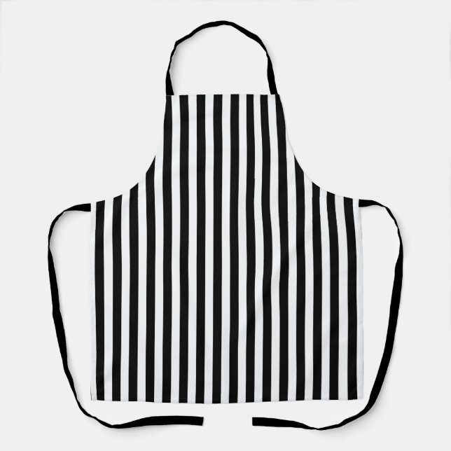 Modern Black White BBQ Kitchen Chef Apron (Front)