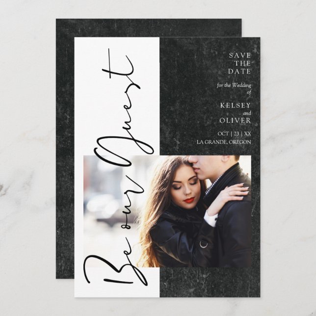 Modern Black & White Be Our Guest Photo Couple (Front/Back)