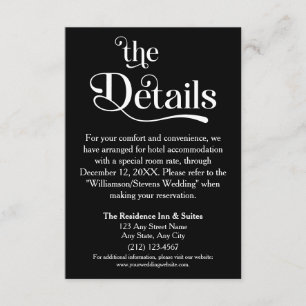 Modern Black & White Be our Guest Wedding Details Enclosure Card