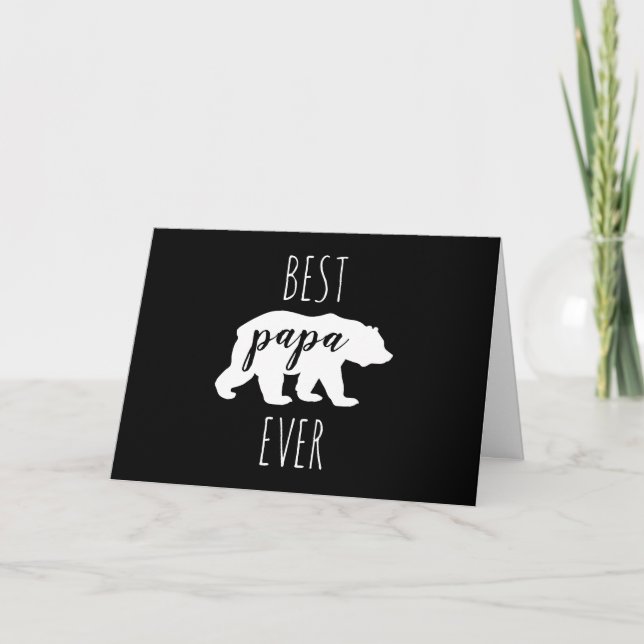 Modern Black & White Best Papa Bear Ever Card (Front)