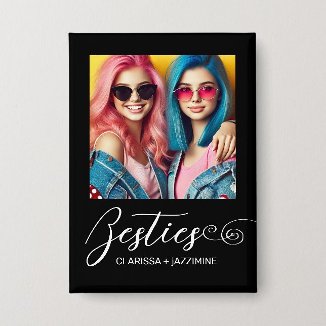 /Modern Black White Bestie Photo Personalised (Front)