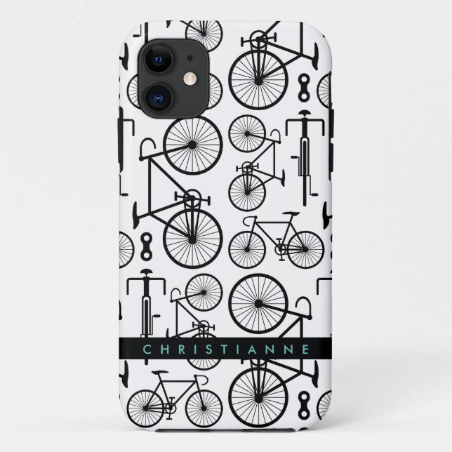 Modern Black & White Bicycle Pattern Case-Mate iPhone Case (Back)