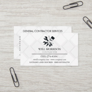 Modern Black & White Block Building Construction Business Card