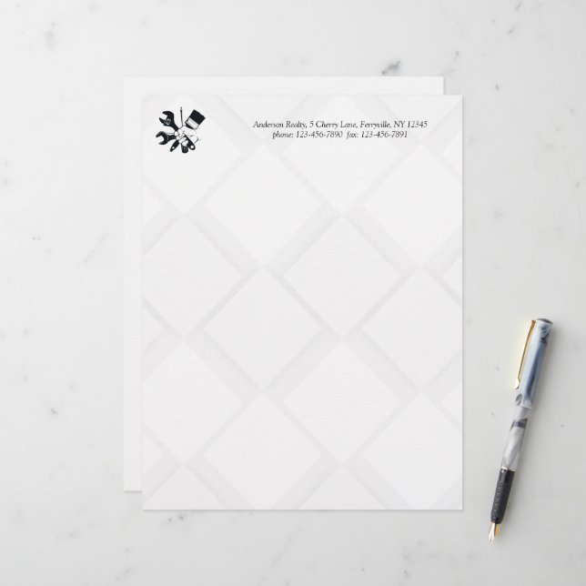 Modern Black & White Block Building Construction Custom Letterhead (Front/Back In Situ)