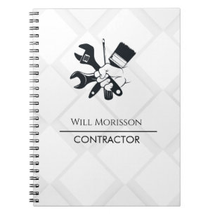 Modern Black & White Block Building Construction Notebook