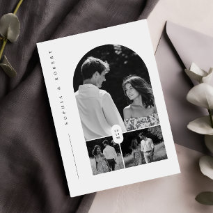 Modern Black & White Boho Photo Wedding Invite