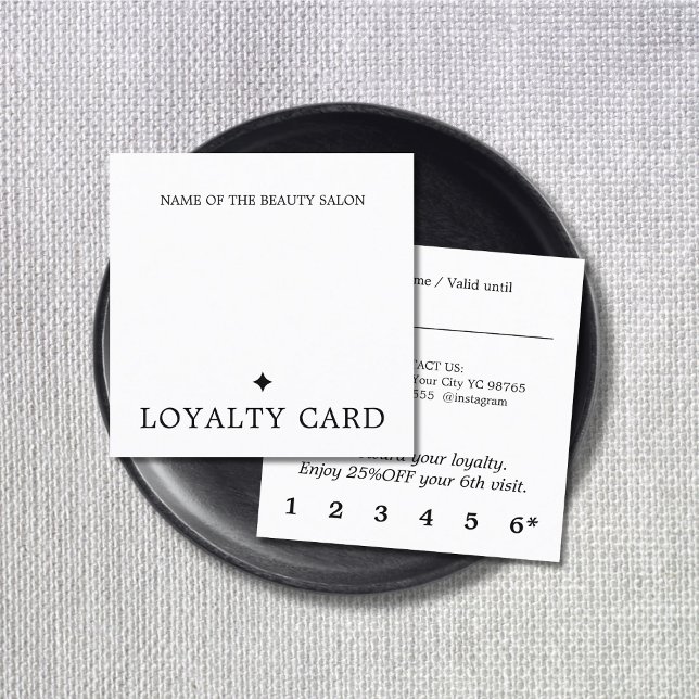 Modern Black White Bold Salon Loyalty Card (Creator Uploaded)