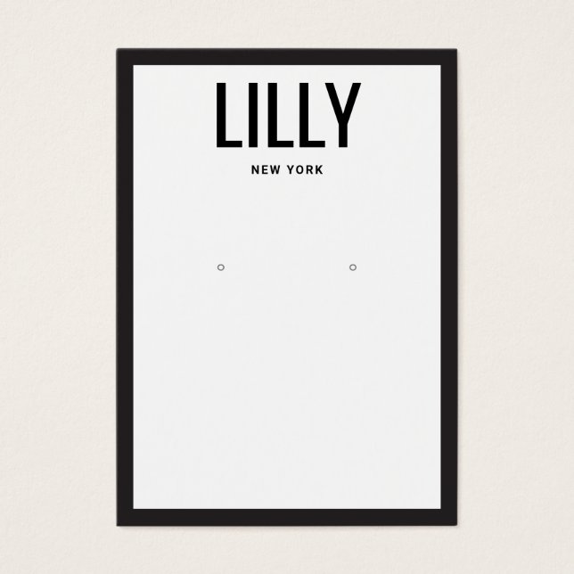 Modern Black White Border Earring Display Card (Front)