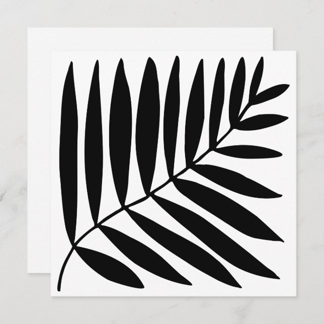 Modern Black White Botanical Plant Branch Drawing Save The Date (Front/Back)