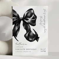 Modern Black & White Bow 40th Birthday
