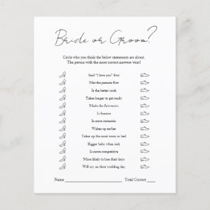 Modern Black White Bridal Shower Bride or Groom Flyer
