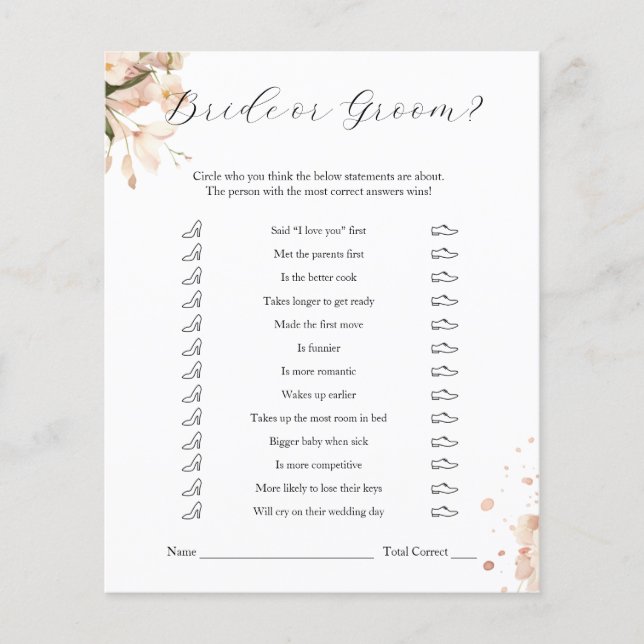 Modern Black White Bridal Shower Bride or Groom Flyer (Front)