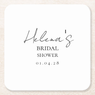 Modern Black White Bridal Shower Coaster