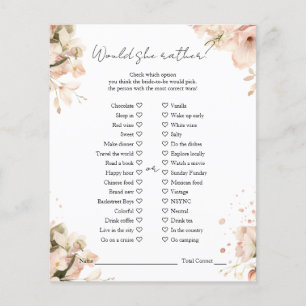 Modern Black White Bridal Shower Would She Rather  Flyer