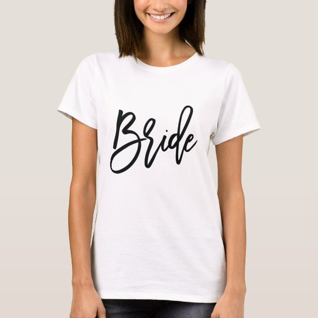 Modern Black White Bride T- Shirt (Front)