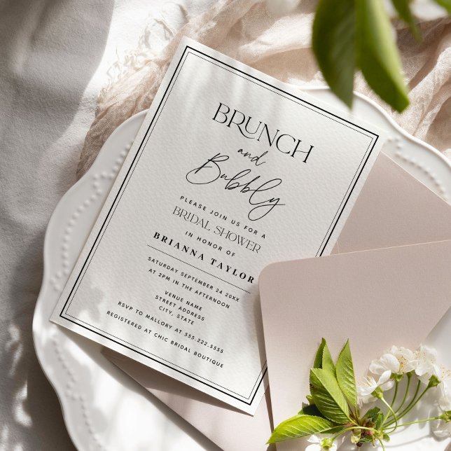 Modern Black & White Brunch & Bubbly Invitation (Creator Uploaded)