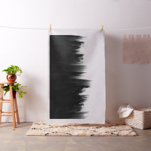 Modern Black White Brush strokes Design Fabric