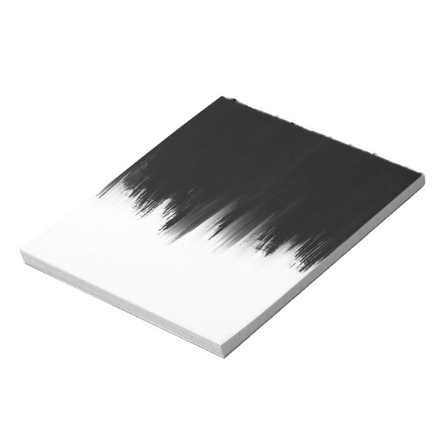 Modern Black White Brush strokes Design Notepad (Rotated)