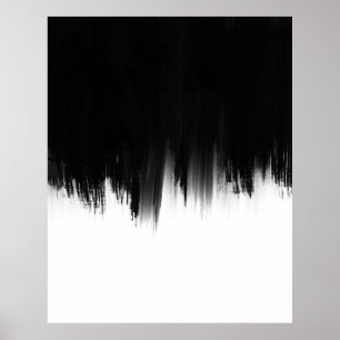 Modern Black White Brush strokes Design Poster
