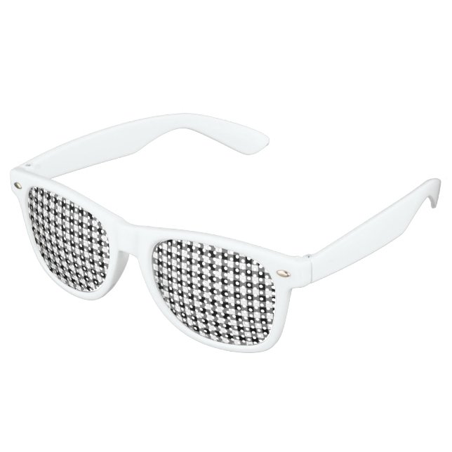 Modern Black White Buffalo Checks Retro Sunglasses (Angled)