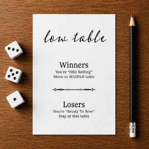 Modern Black White Bunco Low Table Card