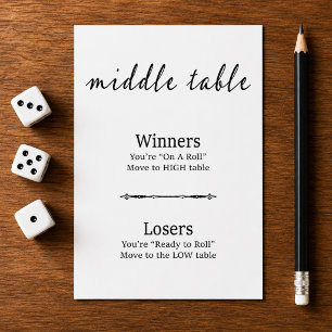Modern Black White Bunco Middle Table Card