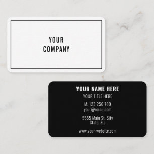 Modern Black - White Business Personalised Colours Card