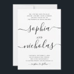 Modern Black & White Calligraphy Wedding - Elegant Invitation<br><div class="desc">Announce your special day with this modern black and white wedding invitation, featuring elegant calligraphy and a minimalist design. The classic monochrome palette and clean typography make it a timeless choice for contemporary weddings. This design is also available as a digital download, providing flexibility for eco conscious couples or those...</div>