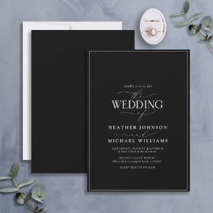 Modern Black & White Calligraphy Wedding Invitation