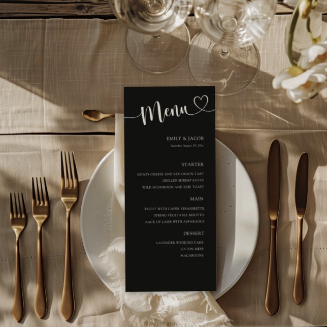 Modern Black & White Calligraphy Wedding Menu (Creator Uploaded)