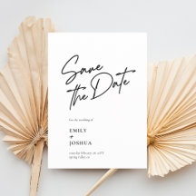 Modern Black White Casual Script Wedding