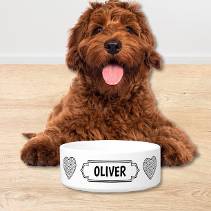 Modern Black & White Ceramic Dog Bowl