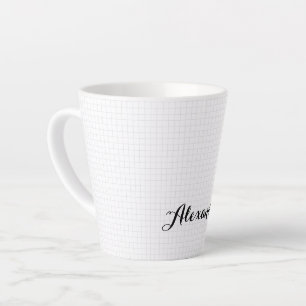 Modern Black White Checkered Elegant Typography Latte Mug