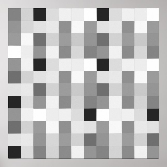 Modern Black white Chequerboard Poster (Front)