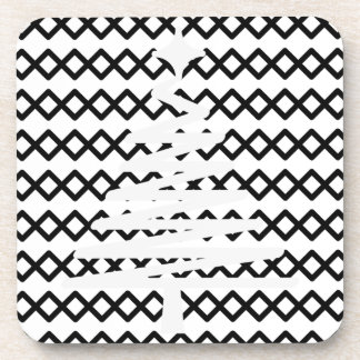 Modern Black White cheveron pattern christmas tree Coaster