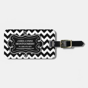 Modern Black White Chevron Pattern Luggage Tag