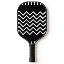 Modern Black & White Chevron Pickleball Paddle