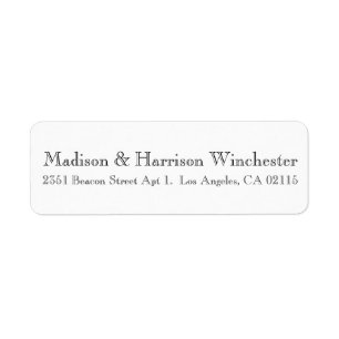 Modern black white chic wedding return address  return address label