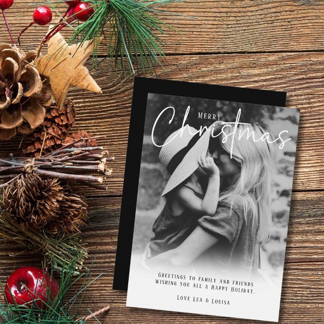 Modern black&white Christmas greeting Holiday Card (Creator Uploaded)