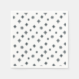 Modern Black & White Christmas Snowflakes Napkin