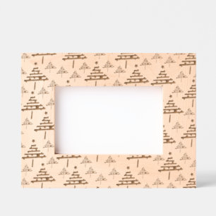 Modern Black White Christmas Tree Pattern Etched Frames